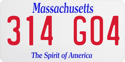 MA license plate 314GO4