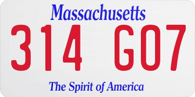 MA license plate 314GO7