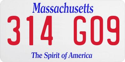 MA license plate 314GO9