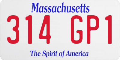 MA license plate 314GP1