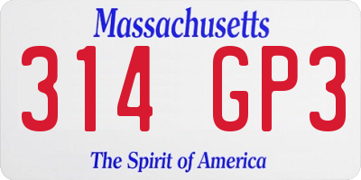 MA license plate 314GP3