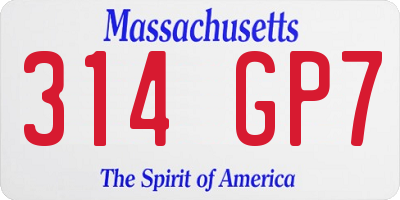 MA license plate 314GP7