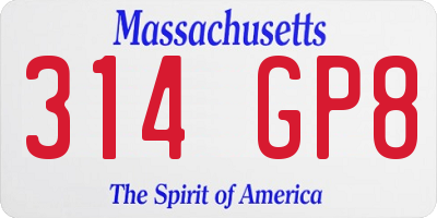 MA license plate 314GP8