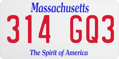 MA license plate 314GQ3
