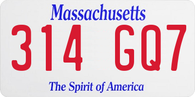 MA license plate 314GQ7