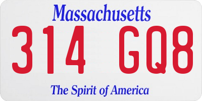 MA license plate 314GQ8