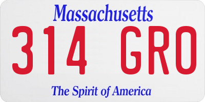 MA license plate 314GR0
