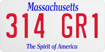 MA license plate 314GR1