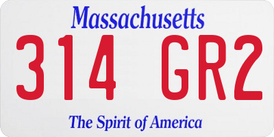MA license plate 314GR2