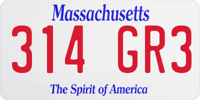 MA license plate 314GR3
