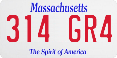 MA license plate 314GR4