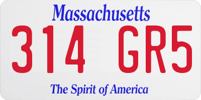 MA license plate 314GR5