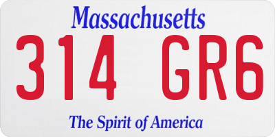 MA license plate 314GR6