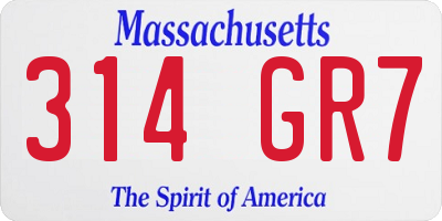 MA license plate 314GR7