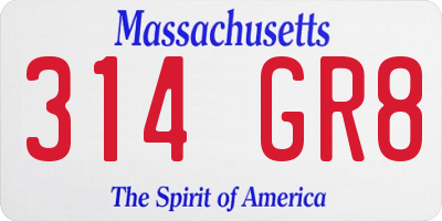 MA license plate 314GR8