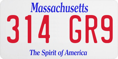 MA license plate 314GR9