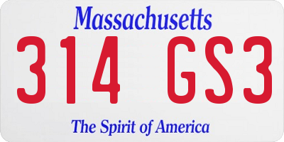 MA license plate 314GS3