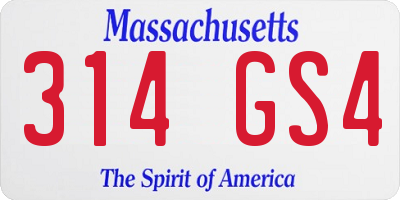 MA license plate 314GS4
