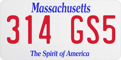 MA license plate 314GS5