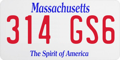 MA license plate 314GS6