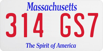MA license plate 314GS7