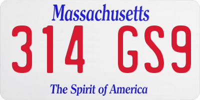 MA license plate 314GS9