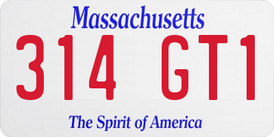 MA license plate 314GT1