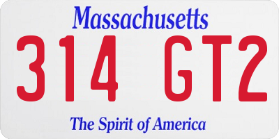 MA license plate 314GT2
