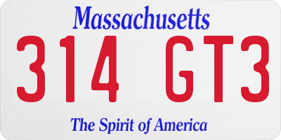 MA license plate 314GT3
