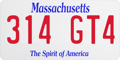 MA license plate 314GT4