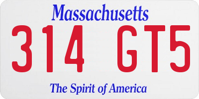 MA license plate 314GT5