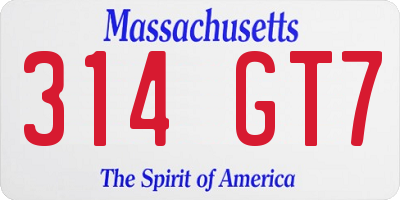 MA license plate 314GT7