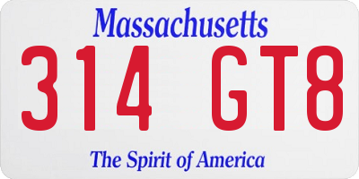 MA license plate 314GT8