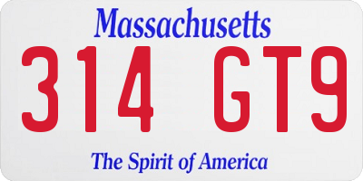 MA license plate 314GT9