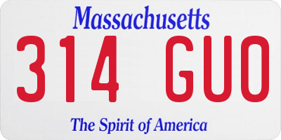 MA license plate 314GU0