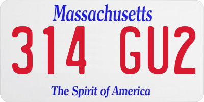MA license plate 314GU2