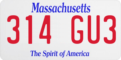 MA license plate 314GU3