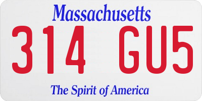 MA license plate 314GU5