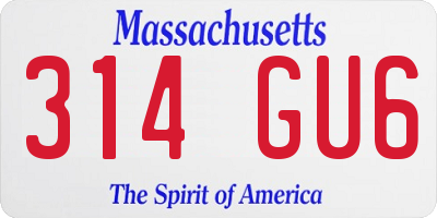 MA license plate 314GU6