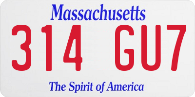 MA license plate 314GU7