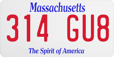 MA license plate 314GU8