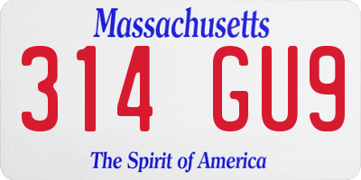 MA license plate 314GU9