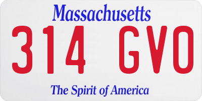 MA license plate 314GV0