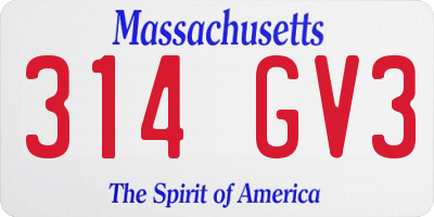 MA license plate 314GV3