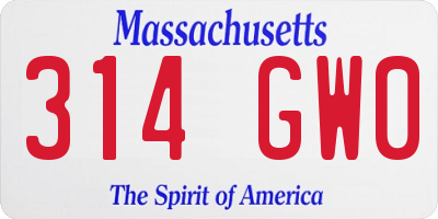 MA license plate 314GW0