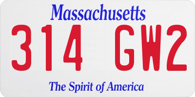 MA license plate 314GW2