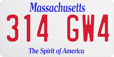 MA license plate 314GW4