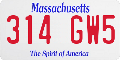 MA license plate 314GW5