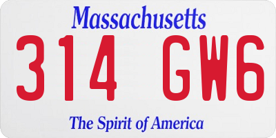 MA license plate 314GW6