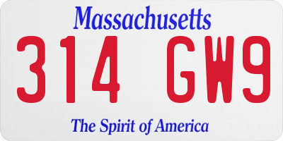 MA license plate 314GW9